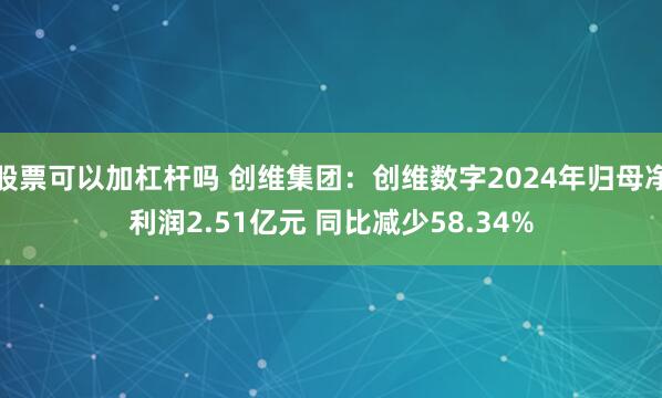 股票可以加杠杆吗 创维集团：创维数字2024年归母净利润2.51亿元 同比减少58.34%