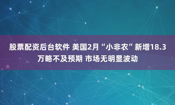 股票配资后台软件 美国2月“小非农”新增18.3万略不及预期 市场无明显波动