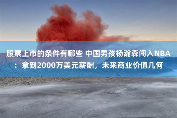 股票上市的条件有哪些 中国男孩杨瀚森闯入NBA：拿到2000万美元薪酬，未来商业价值几何