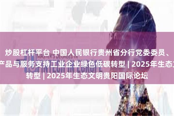 炒股杠杆平台 中国人民银行贵州省分行党委委员、副行长孙涌:金融产品与服务支持工业企业绿色低碳转型 | 2025年生态文明贵阳国际论坛