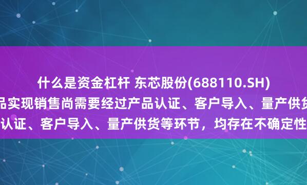 什么是资金杠杆 东芯股份(688110.SH)：上海砺算的相关芯片产品实现销售尚需要经过产品认证、客户导入、量产供货等环节，均存在不确定性